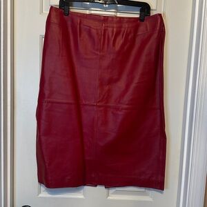 Bagatelle Vibrant Red Genuine Leather Pencil Skirt w/split.
